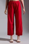 Shop_Neha Gursahani_Red Silk Smocking Collared Smocked Top And Pant Set 