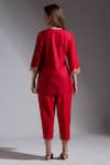 Shop_Neha Gursahani_Red Silk Embroidery Round Neck Co-ord Set _at_Aza_Fashions
