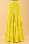 Buy_Keith Gomes_Yellow Chiffon, Crepe Sequins, Embroidery V-neck Peplum Kurta And Gharara Set _Online_at_Aza_Fashions