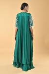 Shop_Keith Gomes_Green Silk Organza Embroidery, Sequins Split V-neck Tunic Set _at_Aza_Fashions
