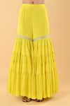 Buy_Keith Gomes_Yellow Chiffon, Crepe Embroidery, Beads, Ruffles Round Neck Blouse And Gharara Set _Online_at_Aza_Fashions