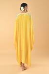 Shop_Keith Gomes_Yellow Chiffon, Crepe Sequins, Embroidery V-neck Designer Kaftan With Slip _at_Aza_Fashions