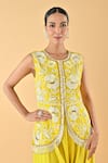 Shop_Keith Gomes_Yellow Chiffon, Crepe Beads Round Neck Embroidered Tunic And Dhoti Set _Online_at_Aza_Fashions