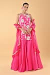 Buy_Keith Gomes_Pink Silk Organza Embroidery, Sequins Round Neck Designer Tunic Set _at_Aza_Fashions