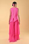 Shop_Keith Gomes_Pink Silk Organza Embroidery, Sequins Round Neck Floral Tunic And Palazzo Set _at_Aza_Fashions