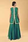 Shop_Keith Gomes_Green Silk Organza Embroidery Round Neck Tunic And Palazzo Set _at_Aza_Fashions