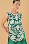 Shop_Keith Gomes_Green Silk Organza Embroidery Round Neck Tunic And Palazzo Set _Online_at_Aza_Fashions