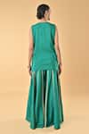 Shop_Keith Gomes_Green Embroidery, Piping V-neck Tunic And Palazzo Set _at_Aza_Fashions