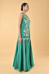 Keith Gomes_Green Embroidery, Piping V-neck Tunic And Palazzo Set _Online_at_Aza_Fashions