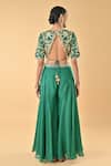 Shop_Keith Gomes_Green Silk Organza Tassels, Embroidery, Sequins Round Neck Set _at_Aza_Fashions