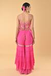 Shop_Keith Gomes_Pink Chiffon, Crepe Embroidery, Tassels Square Neck Tunic Palazzo Set _at_Aza_Fashions