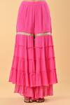Buy_Keith Gomes_Pink Chiffon, Crepe Embroidery, Tassels Square Neck Tunic Palazzo Set _Online_at_Aza_Fashions