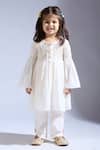 Neha Gursahani_Ivory Silk, Spandex Embroidery Designer Kurta _Online_at_Aza_Fashions