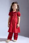 Neha Gursahani_Red Cambric Kurta And Pant Set _at_Aza_Fashions