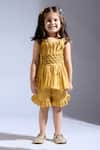 Neha Gursahani_Mustard Cotton Ruffles Cambric Top And Shorts Set _Online_at_Aza_Fashions