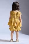 Shop_Neha Gursahani_Mustard Cotton Ruffles Cambric Top And Shorts Set _at_Aza_Fashions
