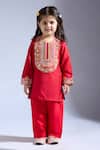 Buy_Neha Gursahani_Red Silk Beads Designer Kurta Pant Set _Online_at_Aza_Fashions