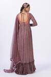 Shop_Merge Design_Wine Chiffon, Georgette, Organza Embroidery, Sequins Applique Anarkali Set _at_Aza_Fashions