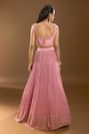Aariyana Couture_Pink Silk, Georgette, Net Sequins, Pearls, Cut Work, Embroidery Lehenga Set _at_Aza_Fashions