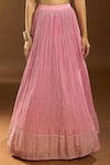 Buy_Aariyana Couture_Pink Silk, Georgette, Net Sequins, Pearls, Cut Work, Embroidery Lehenga Set 