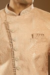 Shop_Arihant Rai Sinha_Peach Denim, Faux Leather Sequins Jasmine Vine Embroidered Sherwani Set _Online_at_Aza_Fashions