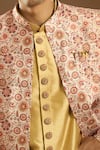 Arihant Rai Sinha_Peach Silk Embroidery Floral Print Jacket And Kurta Set _at_Aza_Fashions