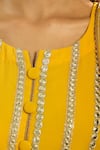 Shop_Samyukta Singhania_Yellow Chiffon, Silk Sequins, Gota Patti Collared Striped Kurta Palazzo Set_Online_at_Aza_Fashions