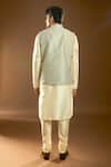 Shop_Arihant Rai Sinha_Gray Jacquard, Silk Embroidery Floral Pattern Bundi And Kurta Set _at_Aza_Fashions
