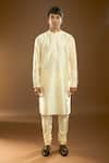 Buy_Arihant Rai Sinha_Gray Jacquard, Silk Embroidery Floral Pattern Bundi And Kurta Set _Online_at_Aza_Fashions