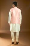 Shop_Arihant Rai Sinha_Pink Jacquard, Silk Embroidery Floral Pattern Bundi And Kurta Set _at_Aza_Fashions