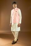 Shop_Arihant Rai Sinha_Pink Jacquard, Silk Embroidery Floral Pattern Bundi And Kurta Set _Online_at_Aza_Fashions