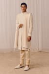 Buy_Amaare_Gold Silk Embroidery Designer Bani Sherwani Set _at_Aza_Fashions