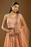 Buy_Samyukta Singhania_Cream Chiffon Sequins, Mirrors, Embroidery Floral Mughal Print Lehenga Set 