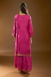 Naintara Bajaj_Pink Chiffon Sequins, Embroidery Round Neck Floral Bloom Print Kurta Sharara Set _Online_at_Aza_Fashions