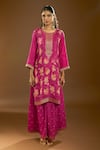 Buy_Naintara Bajaj_Pink Chiffon Sequins, Embroidery Round Neck Floral Bloom Print Kurta Sharara Set 