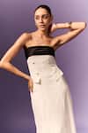 Emblaze_White Viscose Open Neck And Black Formal Midi Dress _Online_at_Aza_Fashions