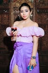 Buy_Emblaze_Lilac Sequins Off-shoulder Crop Top _at_Aza_Fashions