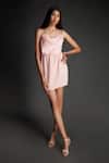 Buy_Emblaze_Pink Crepe Cowl Neck Mini Dress _at_Aza_Fashions