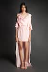 Buy_Emblaze_Pink Crepe Cowl , Open Baby High-low Jacket And Dress Set _Online_at_Aza_Fashions