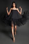 Buy_Emblaze_Black Tulle Open Neck Ruffled Dress _at_Aza_Fashions