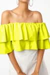 Emblaze_Lavender Crepe Off-shoulder Lime Crop Top _Online_at_Aza_Fashions