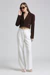 Buy_Emblaze_Brown Viscose Crop Blazer Set _Online_at_Aza_Fashions