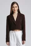 Buy_Emblaze_Brown Viscose Crop Blazer Set _at_Aza_Fashions