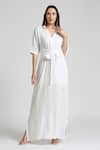 Buy_Emblaze_White Lurex V-neck Maxi Dress _at_Aza_Fashions