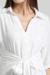 Emblaze_White Lurex V-neck Maxi Dress _at_Aza_Fashions