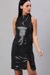 Buy_Emblaze_Black Sequins High Neck Sheath Dress _at_Aza_Fashions