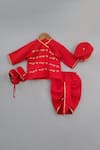 Buy_LITTLE BRATS_Red Cotton Embroidery Bird Kurta Dhoti Set _at_Aza_Fashions