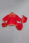 Buy_LITTLE BRATS_Red Cotton Embroidery Bird Jhabla Set _at_Aza_Fashions