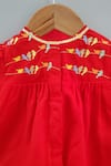 LITTLE BRATS_Red Cotton Embroidery Bird Jhabla Set _Online_at_Aza_Fashions