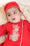 Buy_LITTLE BRATS_Red Cotton Embroidery Designer Kurta Set For Boys _Online_at_Aza_Fashions